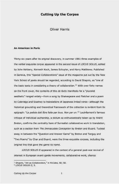 Cutting Up the Corpse (draft)