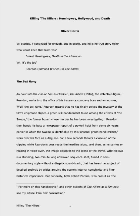 Killing The Killers (draft)